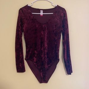 Red velvet body suit